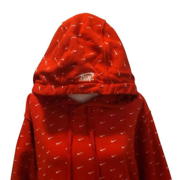 Nike All Over Print Swoosh Sweatshirt Hoodie Small Mens Y2K Grunge Red - Picture 5 of 8